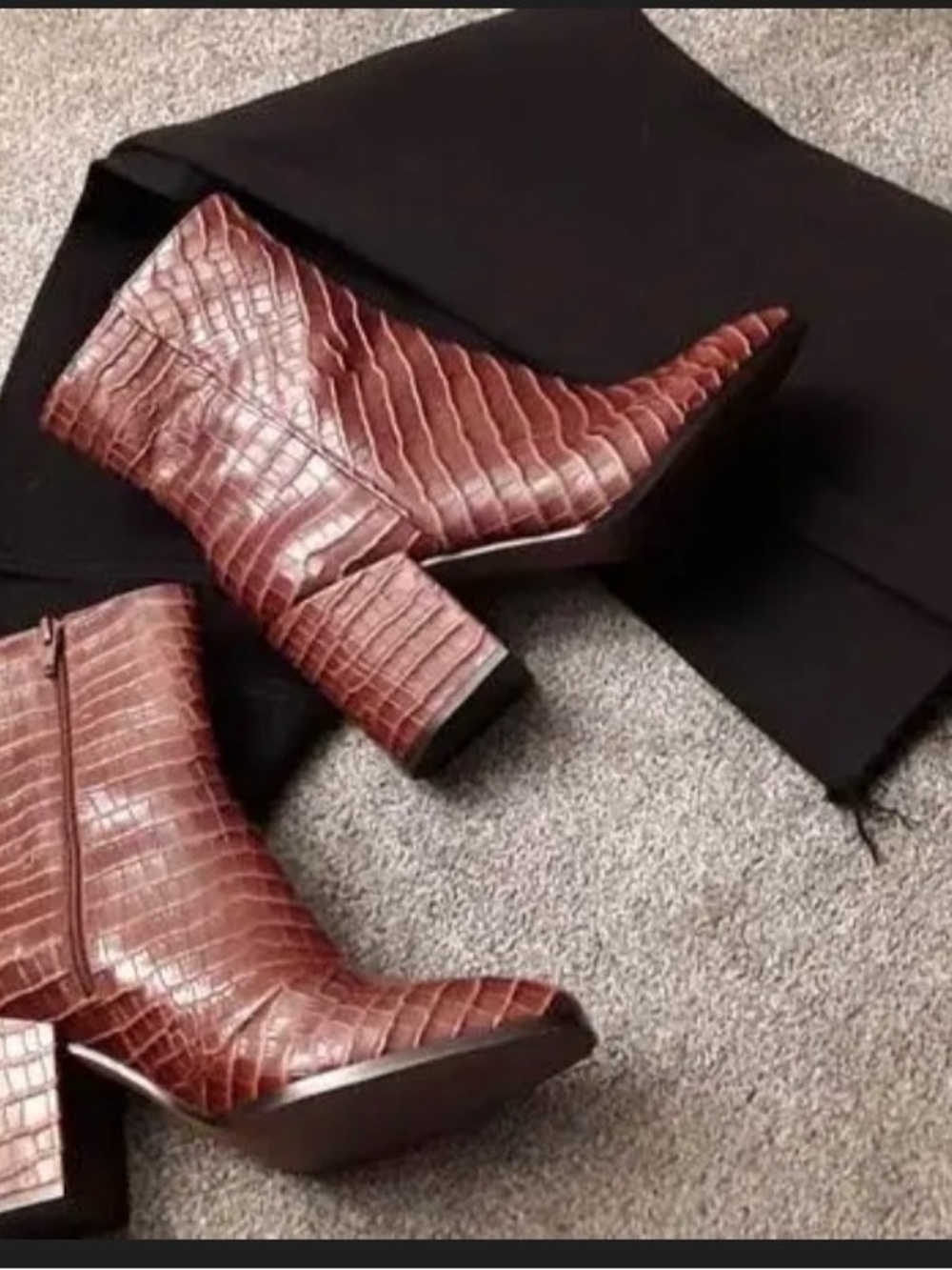 Vionic Croc-Embossed Ankle Booties in Mahogany Brown